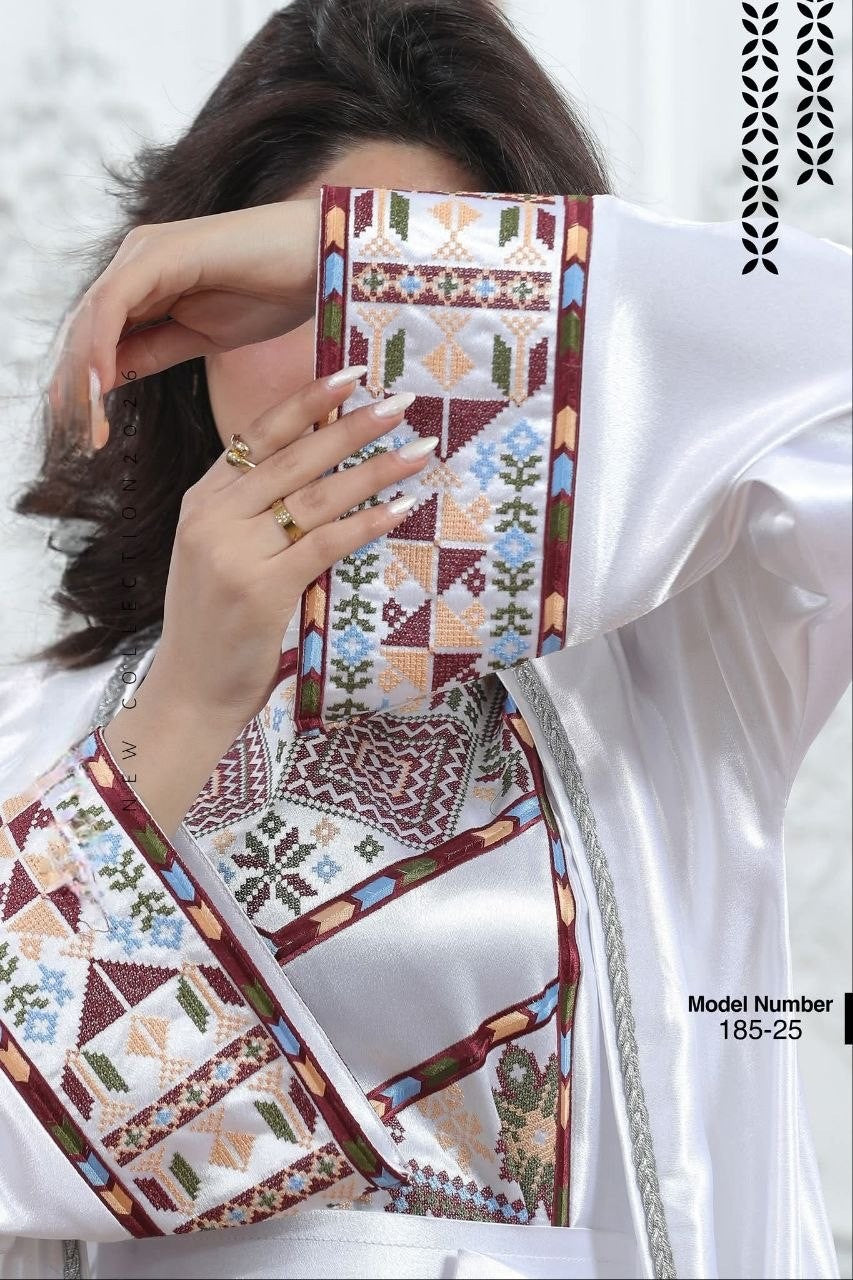 Tatreez Embroidery Palestine Dress, Vintage Style, Heritage Palestinian Thobe Abaya, Traditional Tatreez Embroidery
