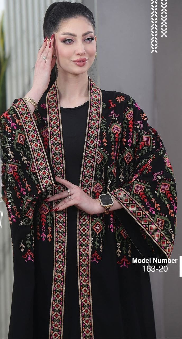 Abaya Bisht Embroidery Palestine Dress, Vintage Style, Heritage Palestinian Jordanian, Traditional Tatreez Embroidered (Copy)