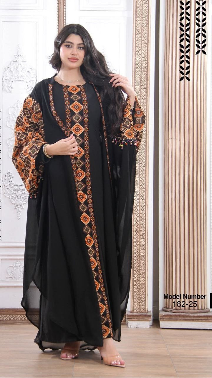 Tatreez Embroidery Palestine Dress, Vintage Style, Heritage Palestinian Thobe Abaya, Traditional Tatreez Embroidery