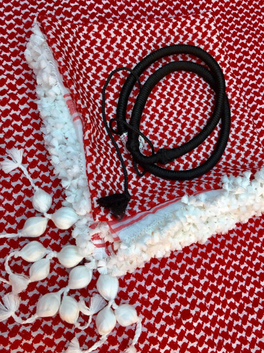 Jordan Scarf Malaki Red Shemagh, Woven Stitched Arab Shawl Handmade Fur Royal Hi-Quality, Unique Kuffyieh Headcover Multi-use Vintage Hatta