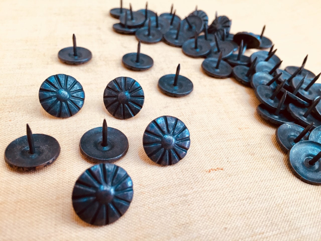 Furniture Nails, Upholstery Circle Decorative Tacks, Box Thumb Tacks, Push Pins, Sofa Nail, Door Furniture tacks, Vintage style, Strong and Solid