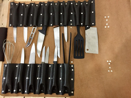 15 Slots knife roll, handCrafted Chefs bag holder, Genuine Leather with long strap , Knives Roll Holder Bag , kitchen supply 55cmX70cm