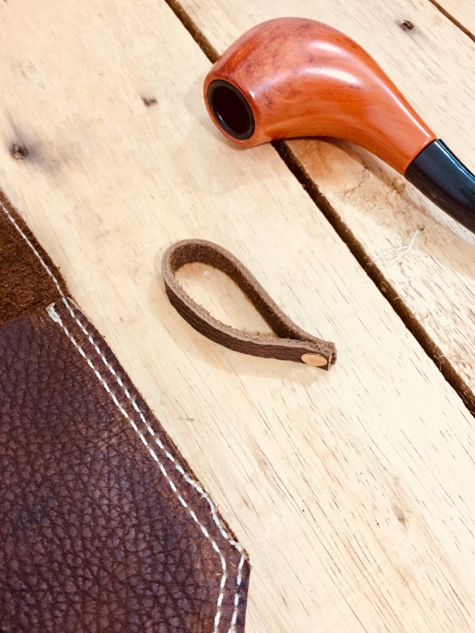 Pipe Pouch, Personalized Natural Genuine Cow Leather Bag, Small Case , Handmade handcrafted, Dimensions 20cmX11cm