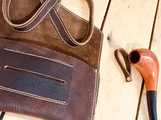 Pipe Pouch, Personalized Natural Genuine Cow Leather Bag, Small Case , Handmade handcrafted, Dimensions 20cmX11cm