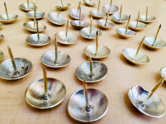 120 Decorative wall Upholstery Nails - Gold Color Nails, Box thumb tacks, Push Pins, Sofa nail, Door Gate nails, furniture Vintage Look Big Size
