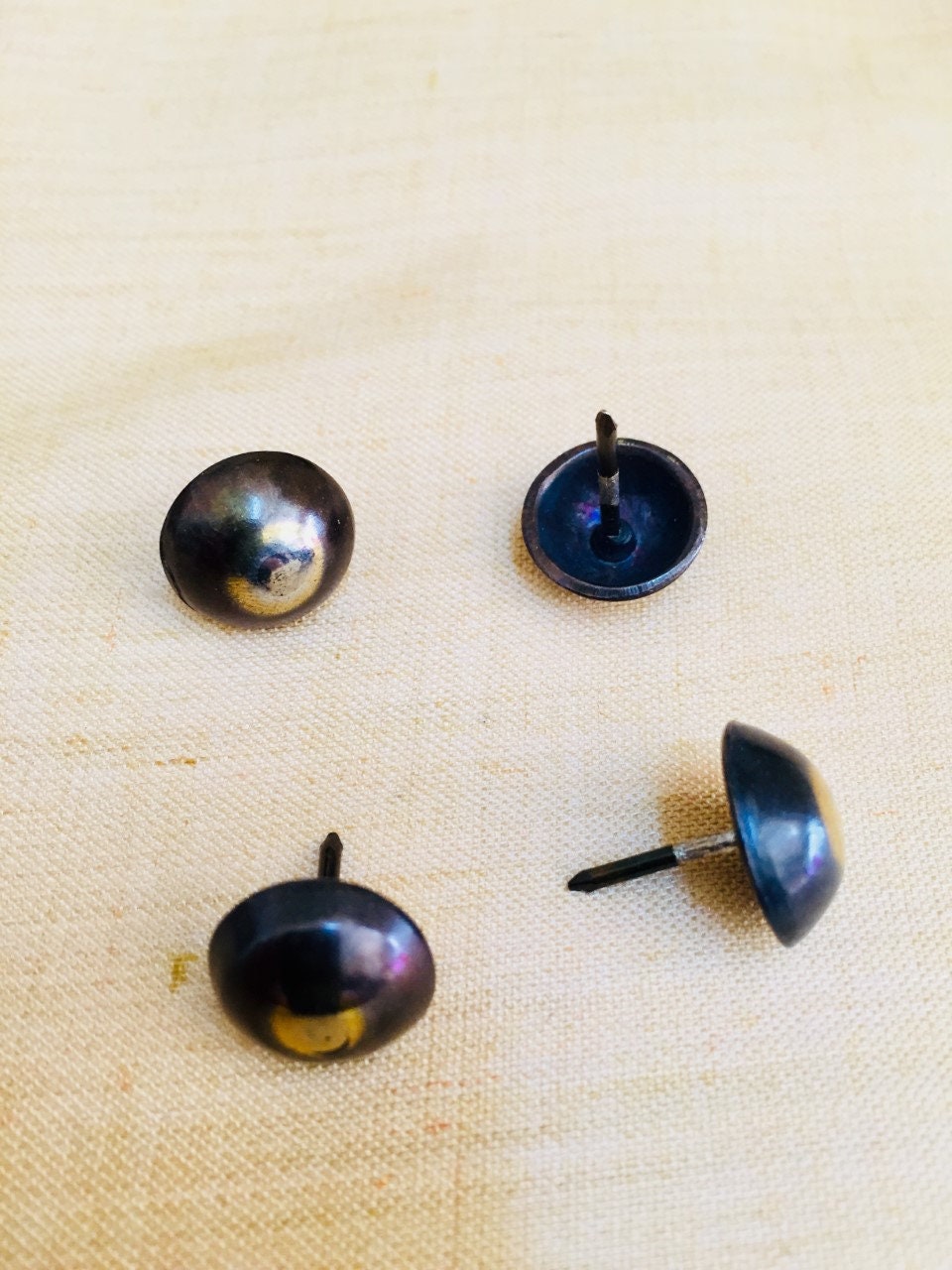 150 Circle Nails Cat Eye Upholstery Deco. Nails, Box thumb tacks, Push Pins Sofa Door Furniture Vintage Look Small Size Antique Bronze 15mmX12mm