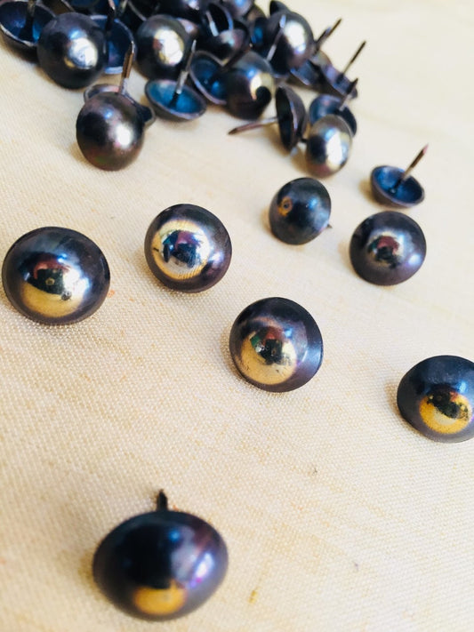 150 Circle Nails Cat Eye Upholstery Deco. Nails, Box thumb tacks, Push Pins Sofa Door Furniture Vintage Look Small Size Antique Bronze 15mmX12mm