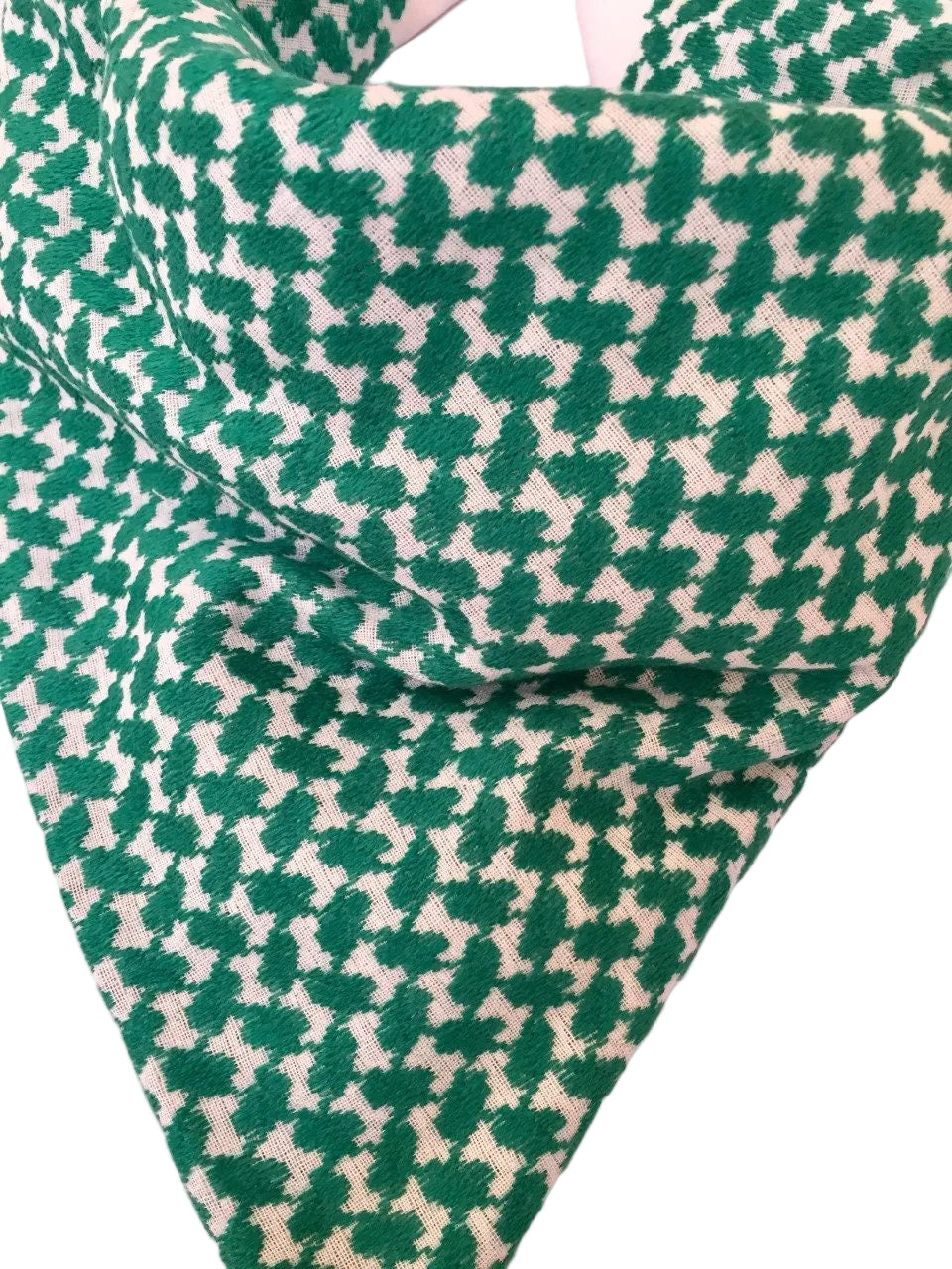 Palestine Original Keffyieh, Unique Irish Arab Scarf Shemagh, face Cover Headwear Windproof Mask Vintage dress Hatta GREEN WHITE No Tassels