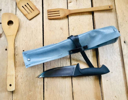 3 Slots Knife roll , Genuine Leather, knives Bag Holder kitchen storage Tools Holder 100% Hand made 19cmX34cm