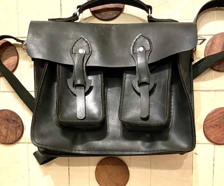 Genuine Leather Laptop Bag, Shoulder Strap Bag Vintage Cross Bag, Travel Bag Handmade Heavy Work Leather Pullup Black 13inchX12inch