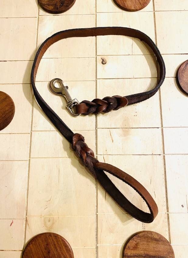 Dog Leash, Leather Dog Leash, Strong Cow Genuine Leather Dog Leash, dog lead, Brown Hardware Dog leash, Handmade Heavy Metal