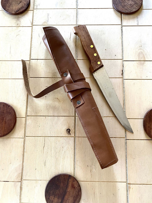 2 Slots Knife Roll, Chef bag, Cow Genuine Leather Knives Roll, Tools Chefs Gift Kitchen Supply brown colour Size 34cmX17cm