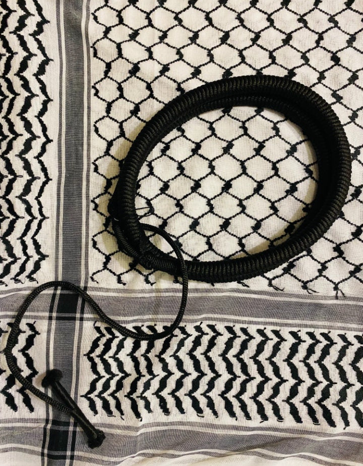 Unique Palestine Scarf, Keffyeih faceCover Headwear, Unique Vintage dress Hatta shemagh kofya Kuffyieh Unisex With tassels, Woven Stitched