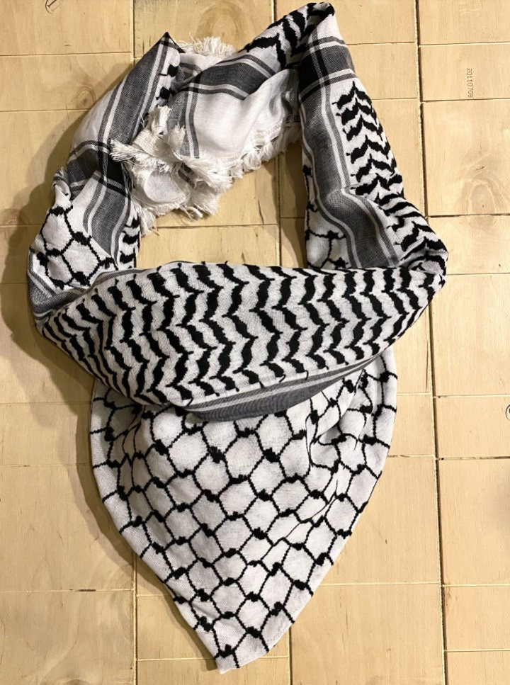 Palestine Arabic Scarf, Shemagh, Kuffyieh Handmade Unique Style, Hatta Jordan Red Bedouins Cover, Kofya Headwear Vintage Arab Dress, 1 Piece