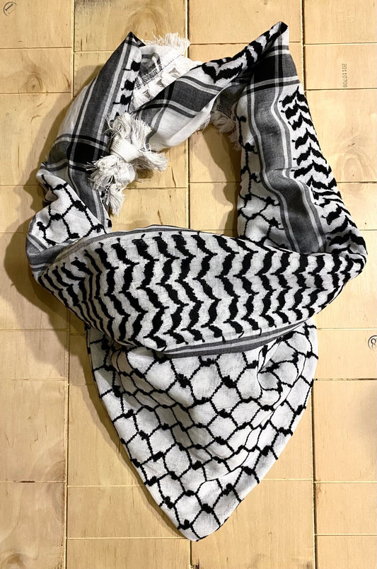 Unique Palestine Scarf, Keffyeih faceCover Headwear, Unique Vintage dress Hatta shemagh kofya Kuffyieh Unisex With tassels, Woven Stitched With Agal