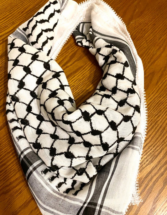 2x Pieces keffyeih Palestine Original Arab Scarf, Kofyah Woven Stitched NOT Printed,Unique Bandana ,Vintage Dress Hatta Small Size 35inchX35inch