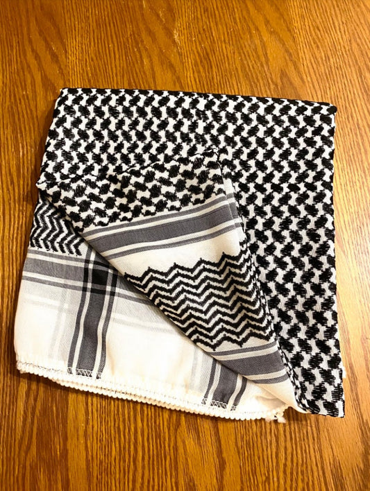 2x Pieces Grey Keffiyeh, Unique Original Palestine Scarf, Woven Stitched NOT Printed, Iraqi Cover Headwear, Vintage dress Hatta Shemagh ,Unisex Kofya