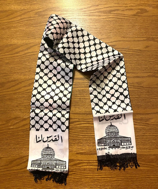 Palestine Flag Scarf, Keffiyeh Arafat Kuffyieh Hatta kofyah design, Student Graduation Scarf, Tie kofyah Scarves, Jerusalem Arab Writing