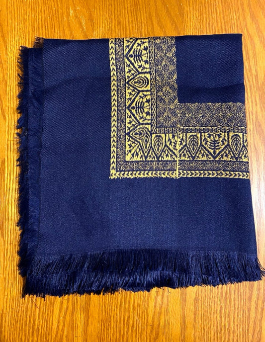 Unique Scarf, Blue Navy Gold Line Colours, Woven Desert Bandana Kofya, Original Arab OldStyle Vintage dress, Unique Hatta Kuffyieh Scarf