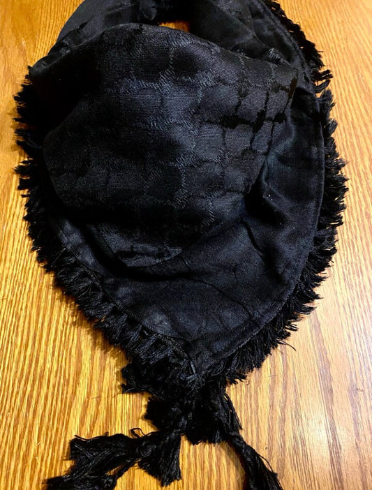 Black Keffyeih Palestine Scarf, Unique Arab Scarf face Cover, Headwear, Vintage Dress Hatta Shemagh Kuffyieh Unisex Face Mask Woven Stitched