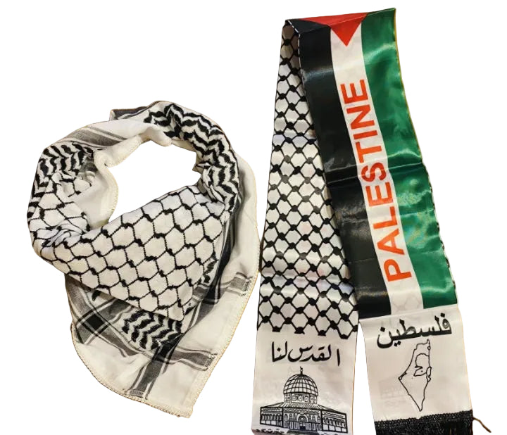 Palestine Unique Scarfs, Keffyieh Arab Vintage Shwal, Handmade Sahara Scarves, Kuffiyeh face mask Palestinian Flag Bandana Kofya, 2 Pieces