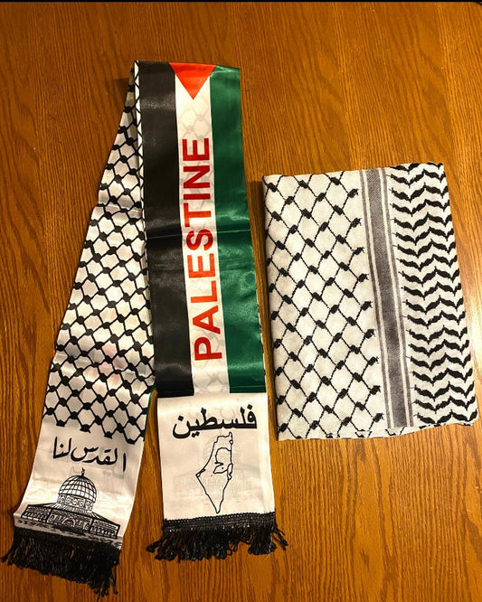 Palestine Unique Scarfs, Keffyieh Arab Vintage Shwal, Handmade Sahara Scarves, Kuffiyeh face mask Palestinian Flag Bandana Kofya, 2 Pieces