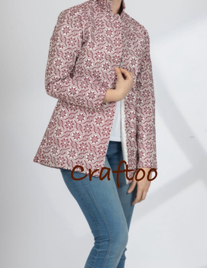 tatreez Embroidery Palestine jacket, Tatreez long sleeves Vintage Style, Heritage Palestinian Traditional casual wear, Pink Purple Mixed