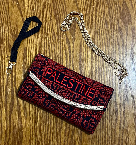 Embroidery Pouch, tatreez Palestine gifts, Red Formal Tatreez handbag, Keffiyeh Arafat Hatta, Small Case, Keffiyeh Vintage Dress Clothing