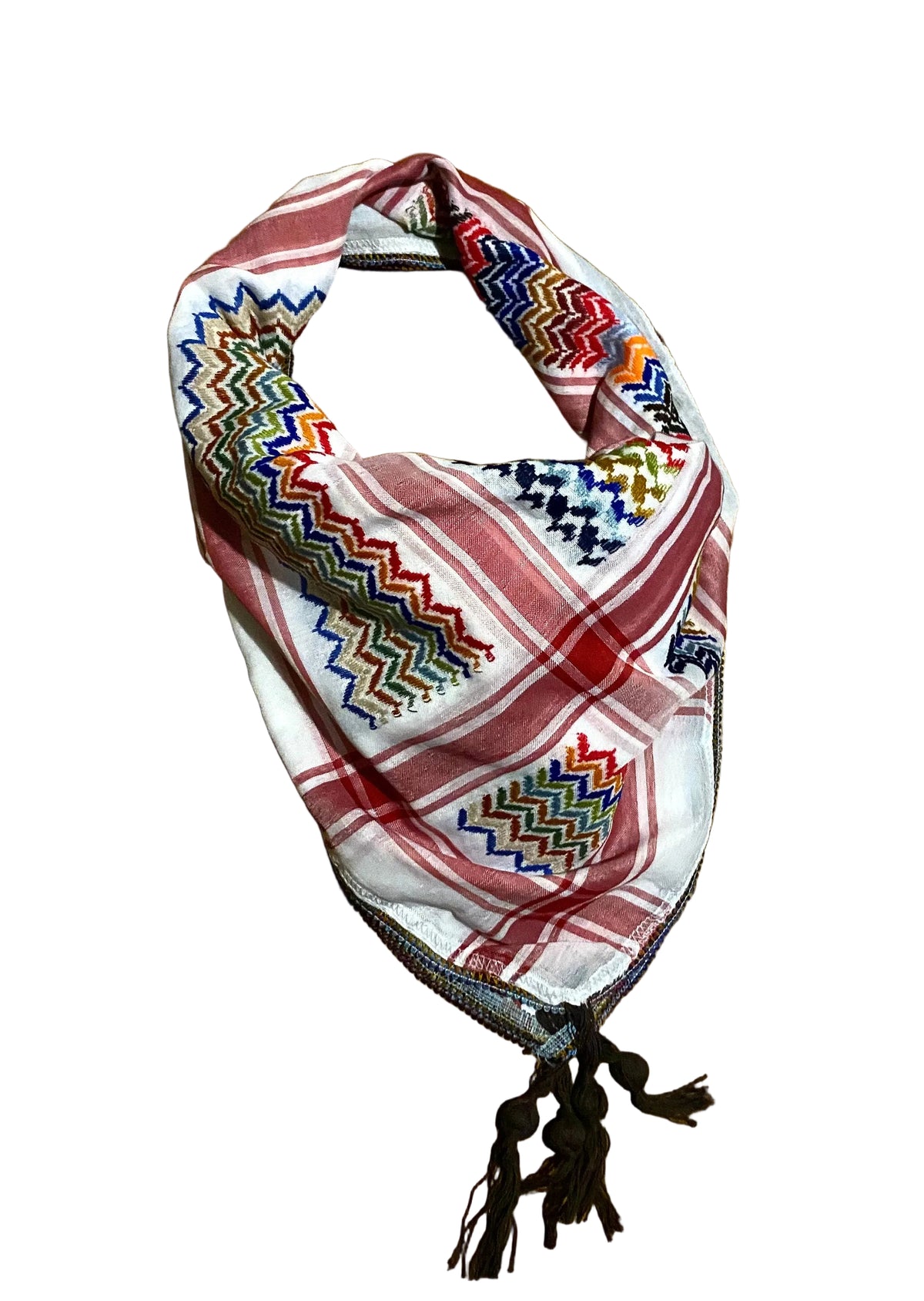 Rainbow Unique Keffiyeh Shemagh, Arab Scarf, Vintage Dress Hatta Bandana Kofya Handmade Rainbow Cocktail Colours, Woven Stitch Not Printed