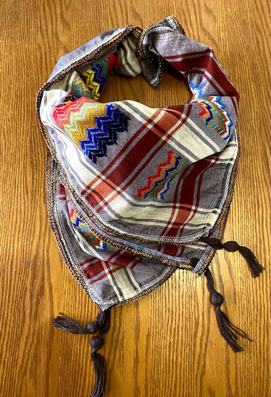 Rainbow Unique Palestine Scarf, Sahara Bandana Kofya, Arab Desert Keffiyeh OldStyle Vintage dress Hatta Shemagh Headwear Mixed Colours