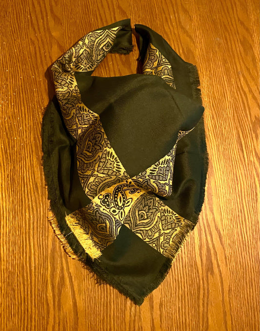 Green Gold Line Unique Scarf woven,Desert Bandana Kofya, Arab OldStyle Vintage dress, Hatta Shemagh Kuffyieh Scarf, Mixed colors, Keffiyeh