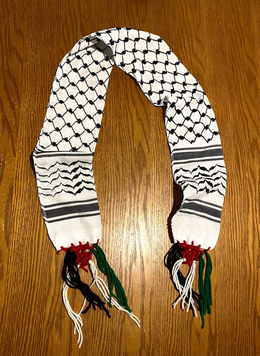 Kuffiyeh Palestine Flag Scarf, Keffiyeh Unique Original Arab Arafat Hatta design, Student Graduation kofyah Scarves, Bandana 54inchX4.6inch