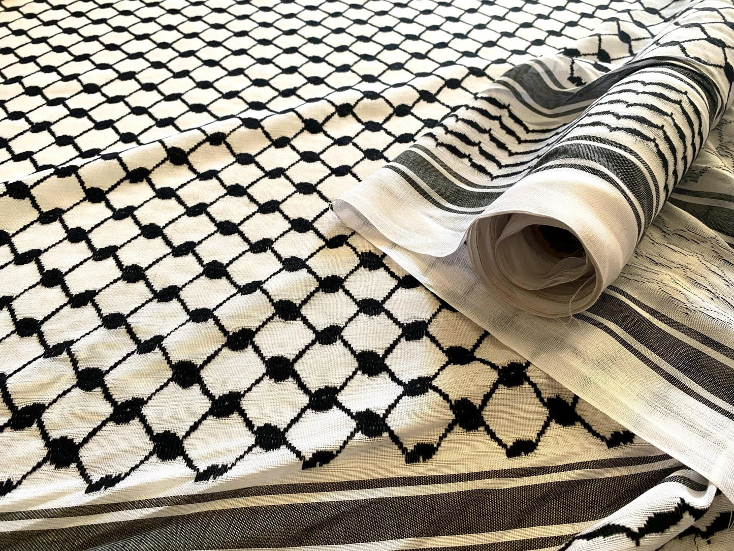 2x Meters Fabric, By METER Keffiyeh, Crafts Use Supporter, Blanket Fabric, Clothing Designers Supply, Arab Authentic Palestine Original Woven Stitched