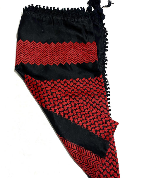 Unique Arab Scarf, Woven Stitched, NOT Printed, Keffyeih Cover Headwear,Vintage dress Hatta Shemagh Kuffyieh,Unisex Mask, mixed Black Red