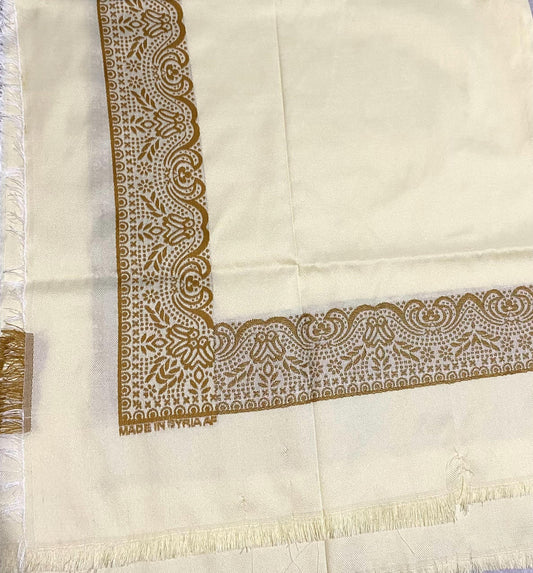 Gold Line Unique Beige Scarf, Desert Bandana Kofya, Arab OldStyle Vintage dress, Hatta Shemagh Kuffyieh Scarf, Woven Stitched Not Printed