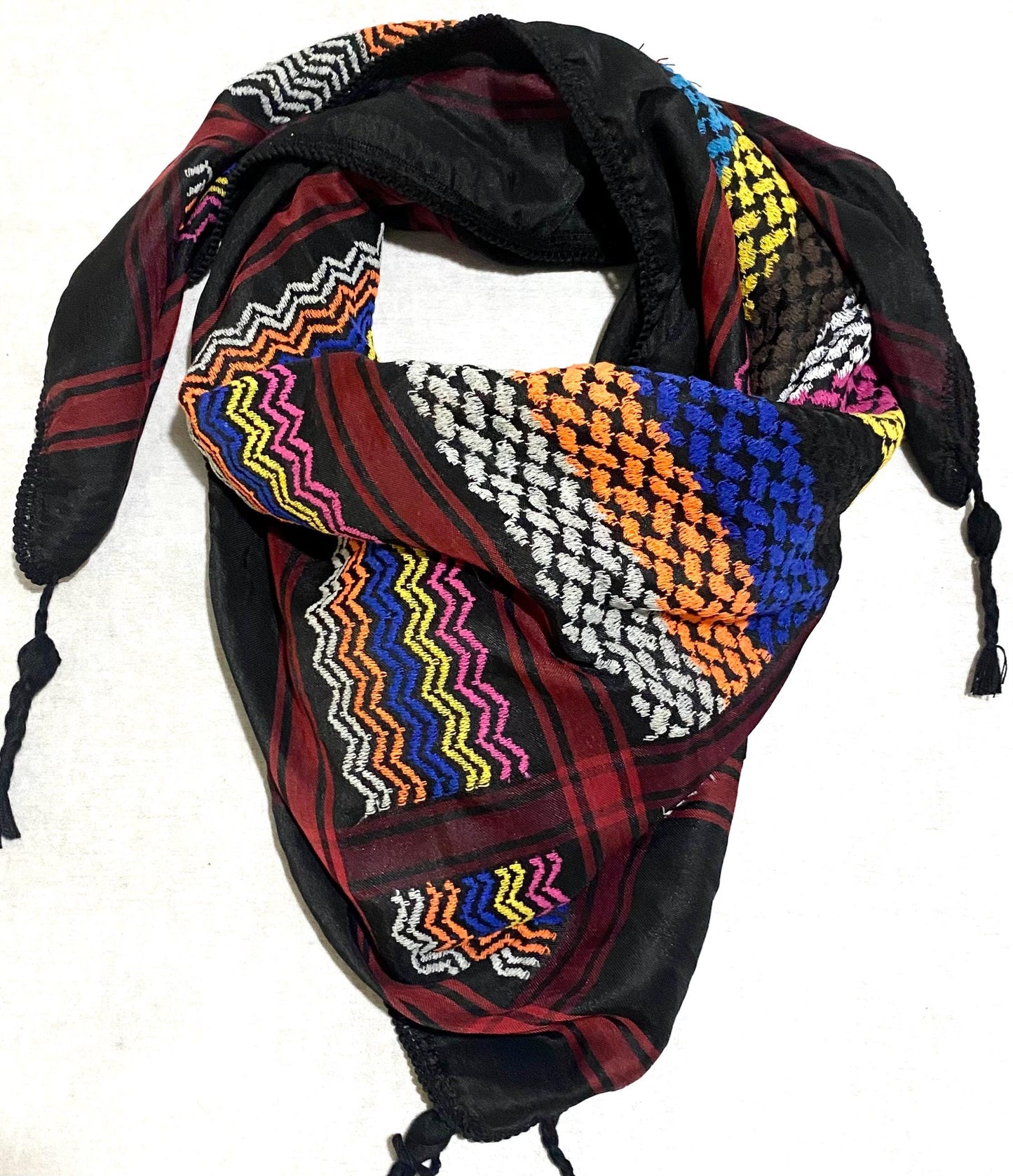 Unique Sahara Rainbow Arab Scarf , Desert Bandana, Palestine Keffiyeh Headwear, Windproof Mask,vintage dress Hatta Shemagh
