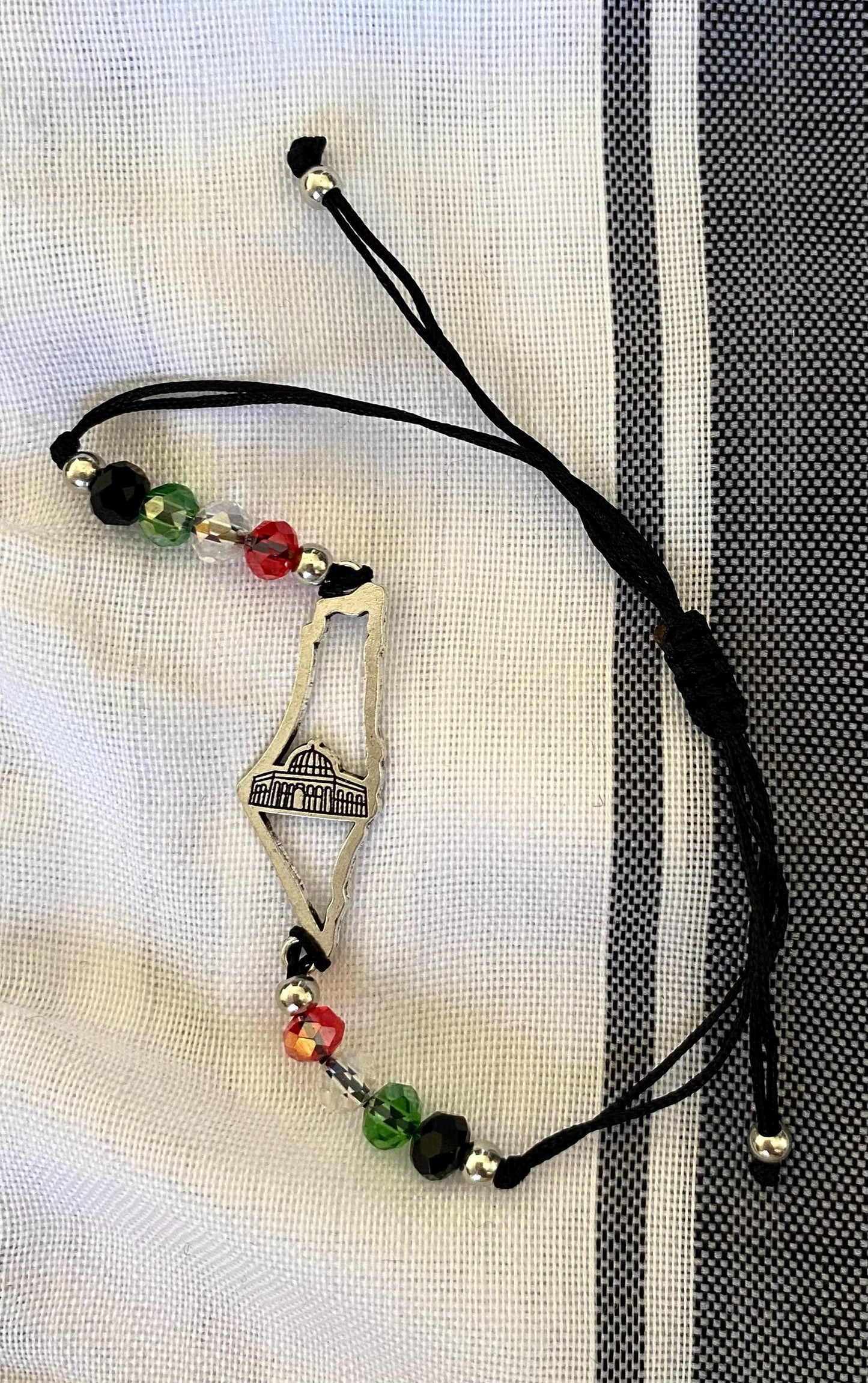 Bracelet Palestine Map, Hollyland Jerusalem Craved Gift, Unique Hand crafted Hand made, Mixed Colours, Metal Keychain Braces Silver Color,