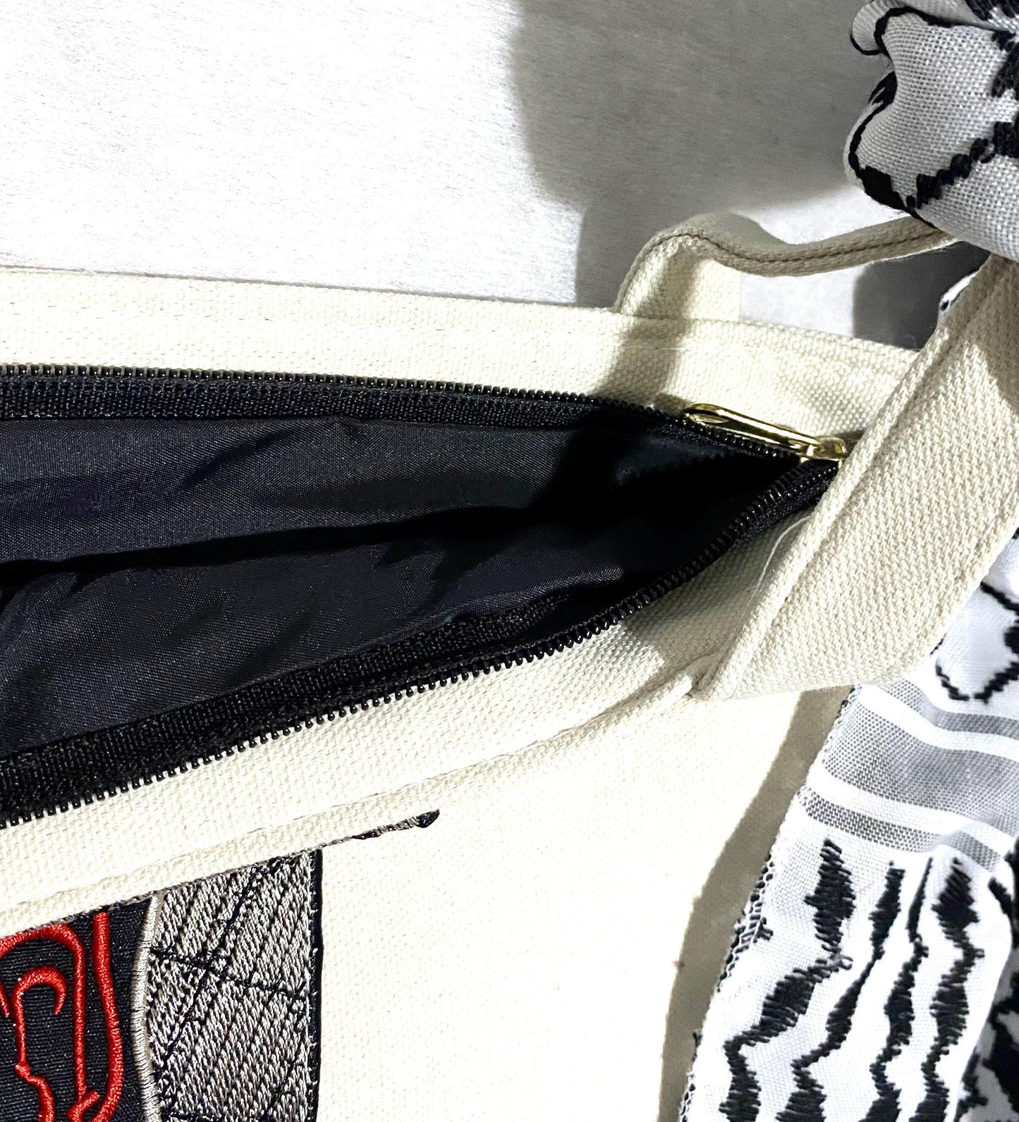 Palestine Map Canvas Tote Bag With Keffiyeh Scarf, Shoulder Bag, Vintage Unique Handmade Heavy Work multi-function Zipper Bag, 2 pieces
