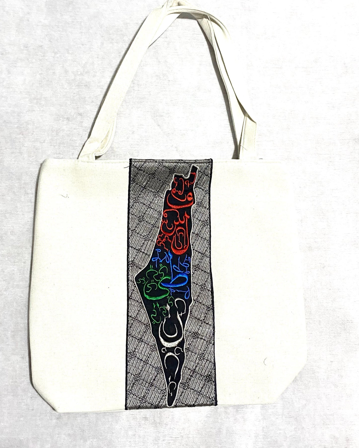 Palestine Map Canvas Tote Bag With Keffiyeh Scarf, Shoulder Bag, Vintage Unique Handmade Heavy Work multi-function Zipper Bag, 2 pieces