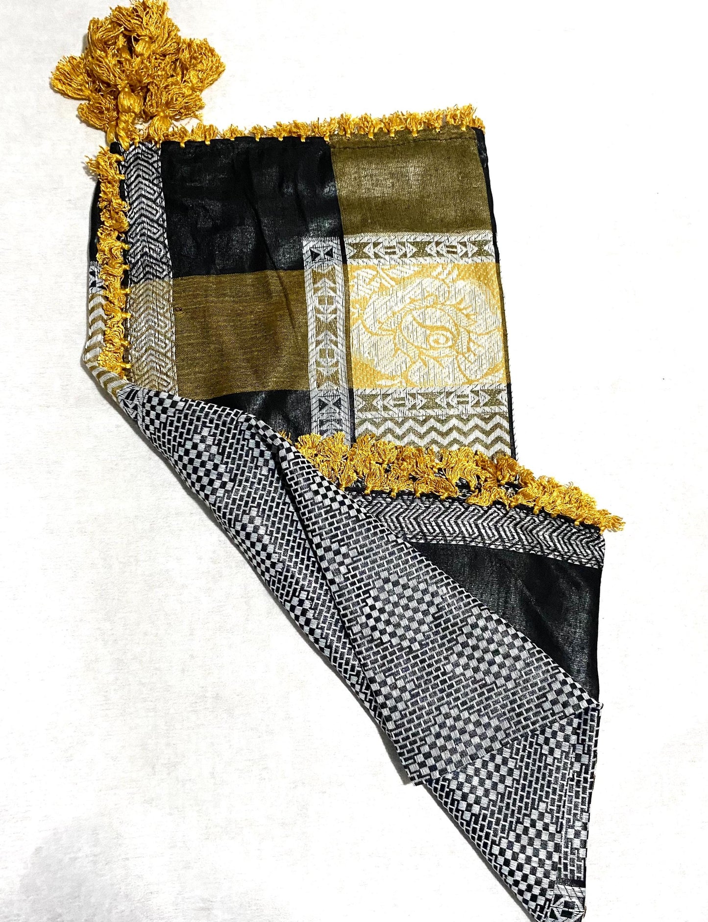 Arabic Scarf Desert Bandana OldStyle Vintage dress,Unique Palestine Hatta Shemagh Shawl HiQuality Kuffyieh Mixed Colours Yellow Silver Black
