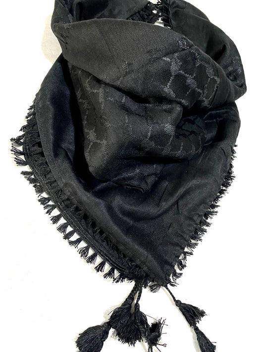 Palestine Black Unique Arab Scarf Traditional OldStyle Vintage dress Hatta Shemagh Kuffyieh Shawl bandana Scarves, Woven Stitched NOT Print