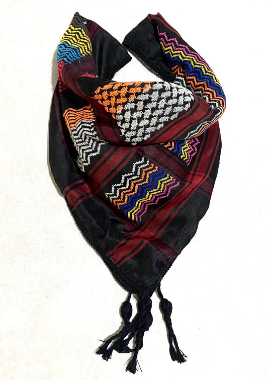 Unique Sahara Rainbow Arab Scarf , Desert Bandana, Palestine Keffiyeh Headwear, Windproof Mask,vintage dress Hatta Shemagh