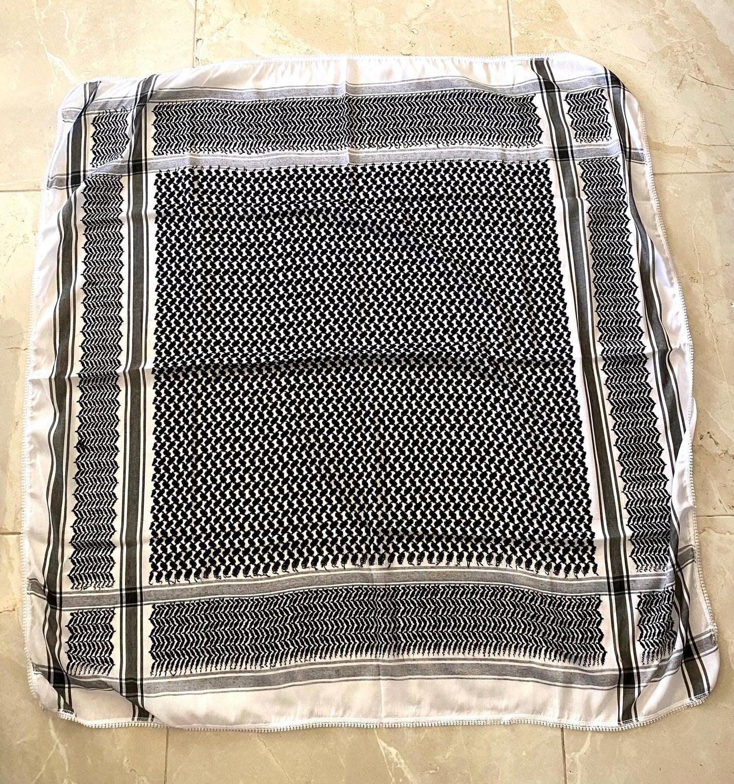 2x Pieces Grey Keffiyeh, Unique Original Palestine Scarf, Woven Stitched NOT Printed, Iraqi Cover Headwear, Vintage dress Hatta Shemagh ,Unisex Kofya