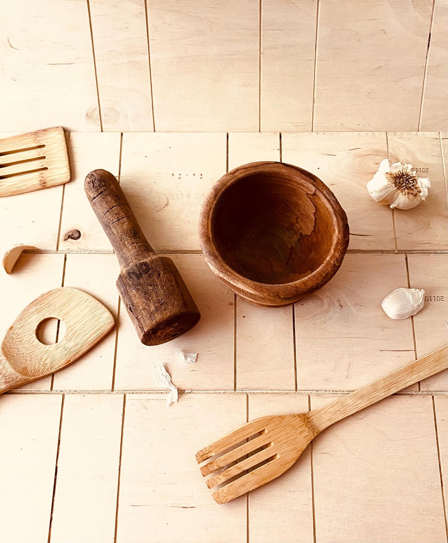 Rustic Mortar And Pestle, Vintage 1970's Kitchen Essential Tool Chefs Supply, Unique Rare Handmade Gift, Antique Wood