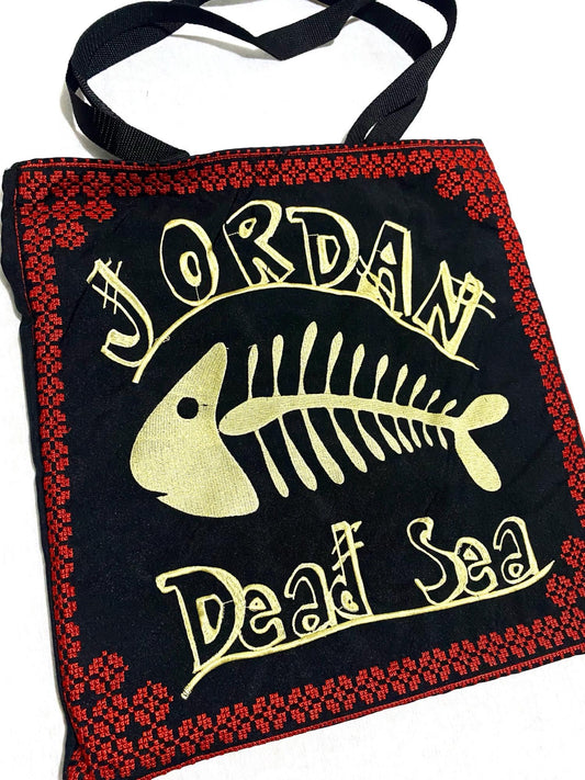 Dead Sea Jordan Tote Red Bag, Keffiyeh Scarf, Embroidery Tatreez Shoulder Bag, Vintage Unique Handmade Heavy Work multi-function Zipper