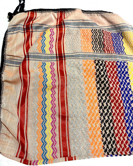 Orange Scarf Keffyieh Palestine, Unique Sahara Arab Desert Bandana Headwear Windproof Mask, Vintage dress Hatta Shemagh Rainbow Mix Colours