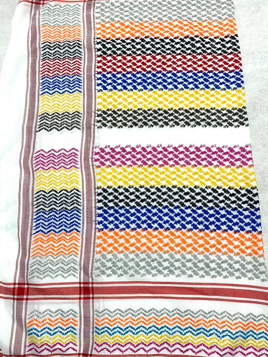 Rainbow Keffiyeh Scarf, Unique Arab Palestine Desert Bandana face Cover, Windproof Mask, Vintage dress Hatta Shemagh Keffyieh