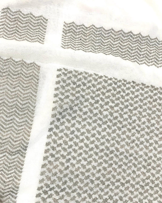 Silver Keffiyeh Scarf, Desert Bandana face Cover, Sahara Arabian Palestine Headwear, Vintage dress Hatta Shemagh Kuffyieh Mixed 2 Colours