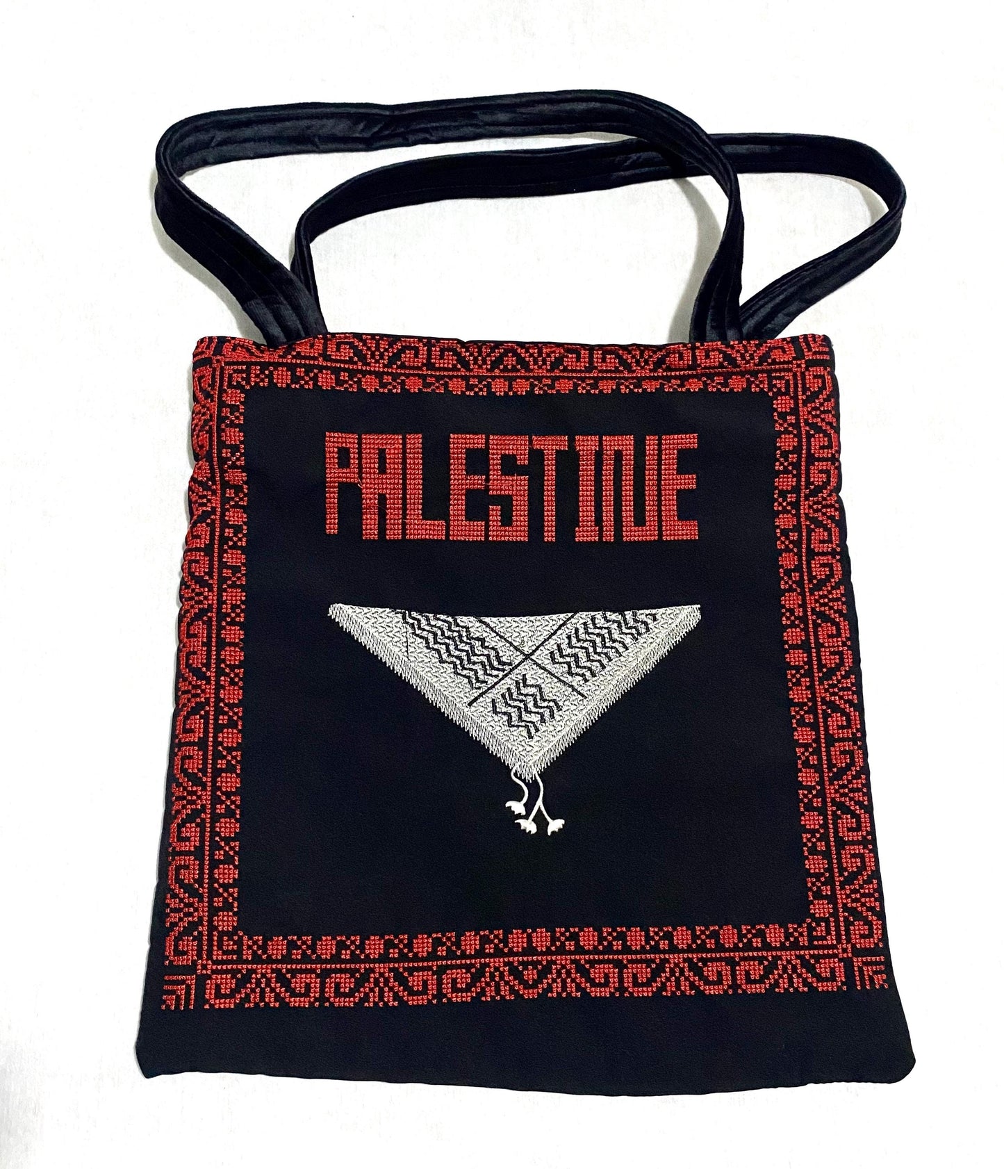 Embroidery Palestine Tote Bag, Keffiyeh Scarf, Tatreez Shoulder Bag, Vintage Unique Handmade Heavy Work multi-function Zipper