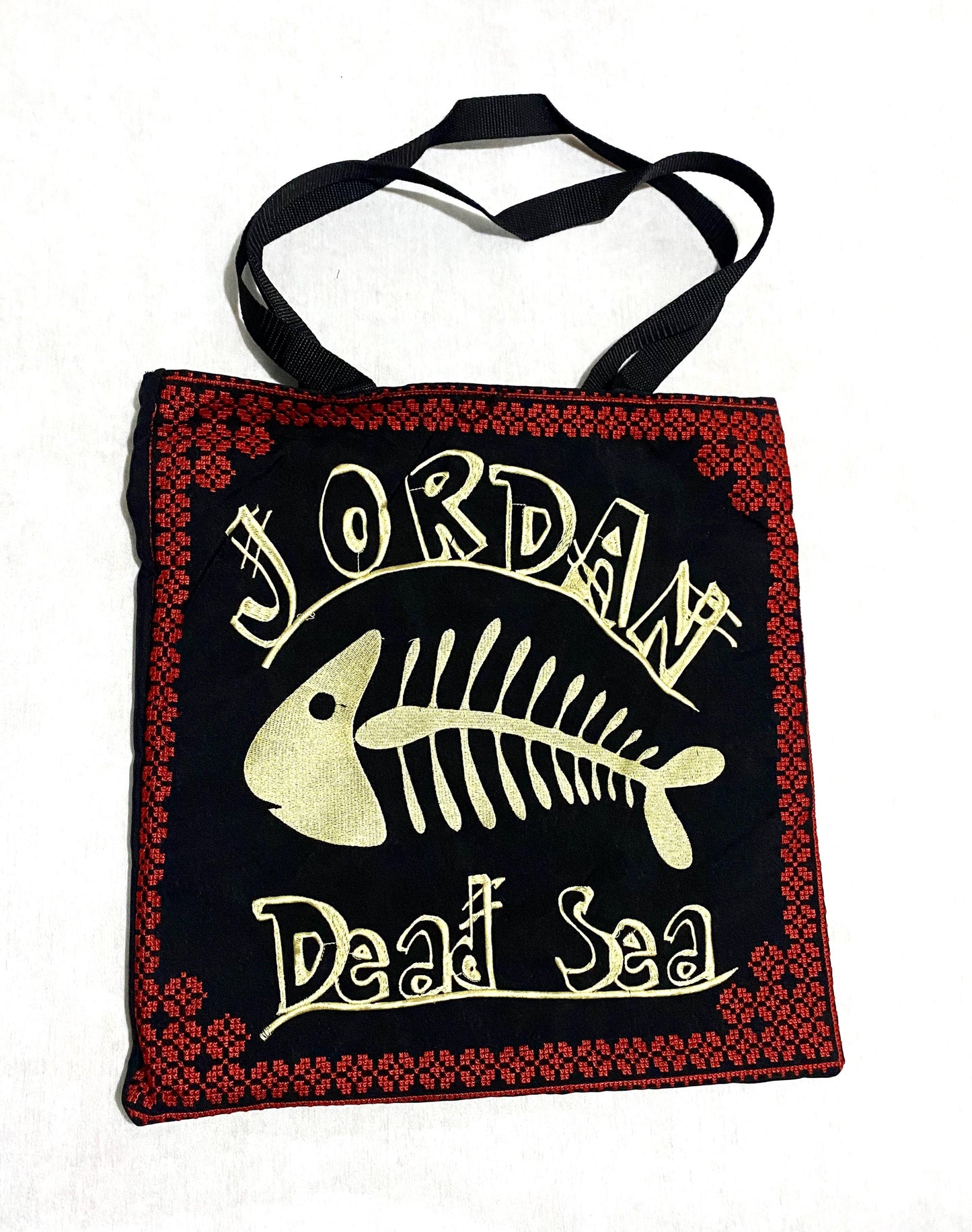 Dead Sea Jordan Tote Red Bag, Keffiyeh Scarf, Embroidery Tatreez Shoulder Bag, Vintage Unique Handmade Heavy Work multi-function Zipper
